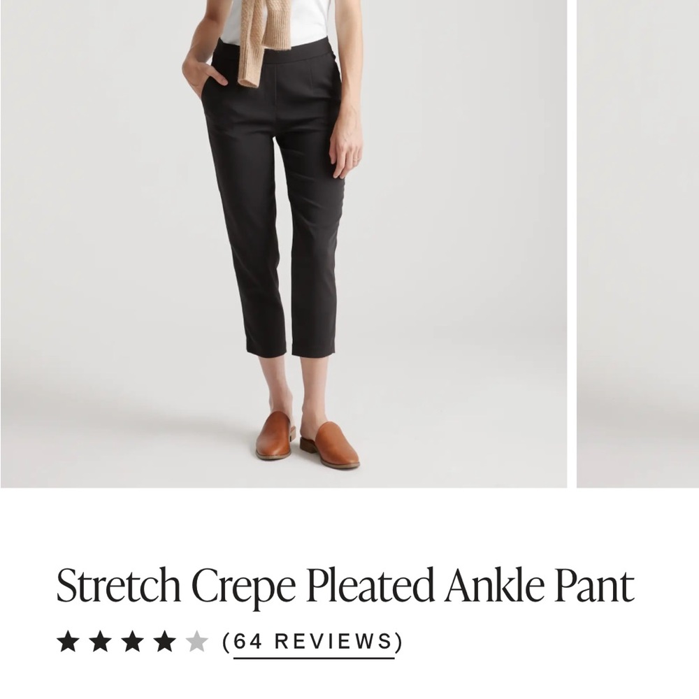 Quince Women's Stretch Crepe Pleated Ankle Pants in Black sz 8 NWT Mid Rise 25"